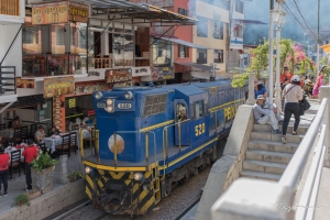 Train arriving at Machu Picchu Pueblo (Aguas Calientes) Peru