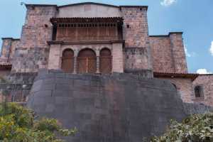 Temple of the Sun Wall being part of the demolished Qoricancha Temple in Cusco Peru