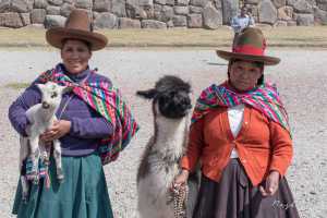 Indigenous Peruvian women captured at Sacsayhuamán outside the city of Cusco Peru